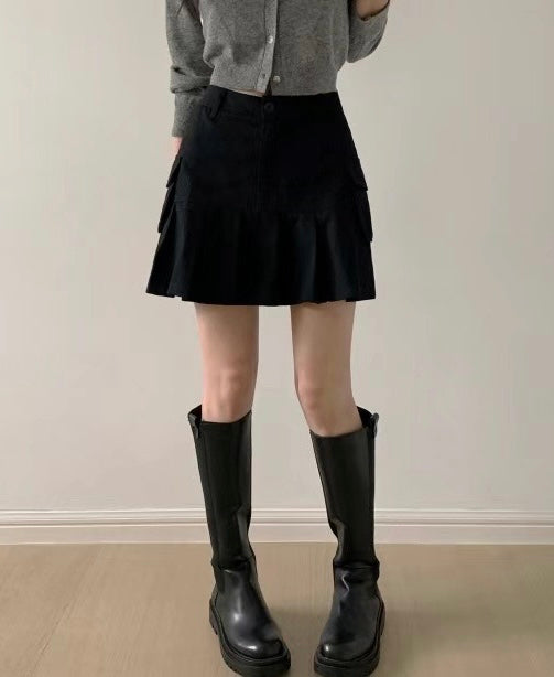工裝風口袋半百褶裙子🪐