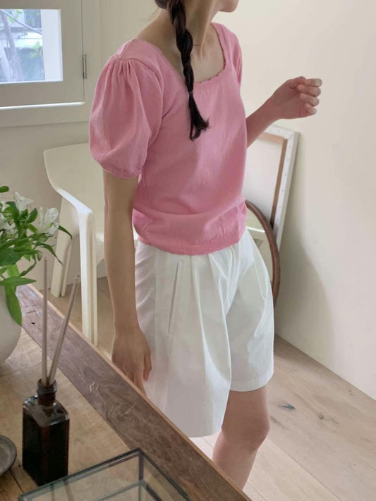 公主袖花邊線織上衣🪷
