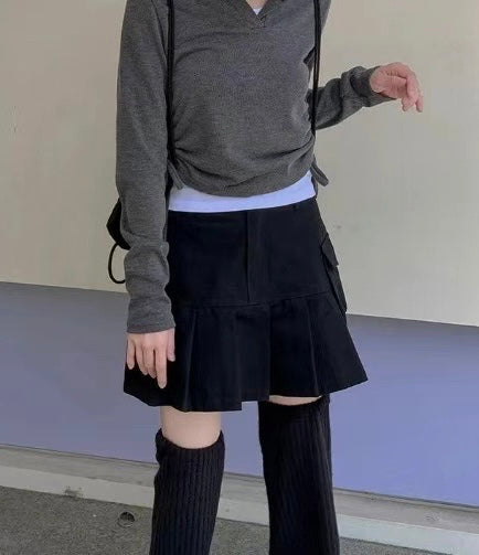工裝風口袋半百褶裙子🪐