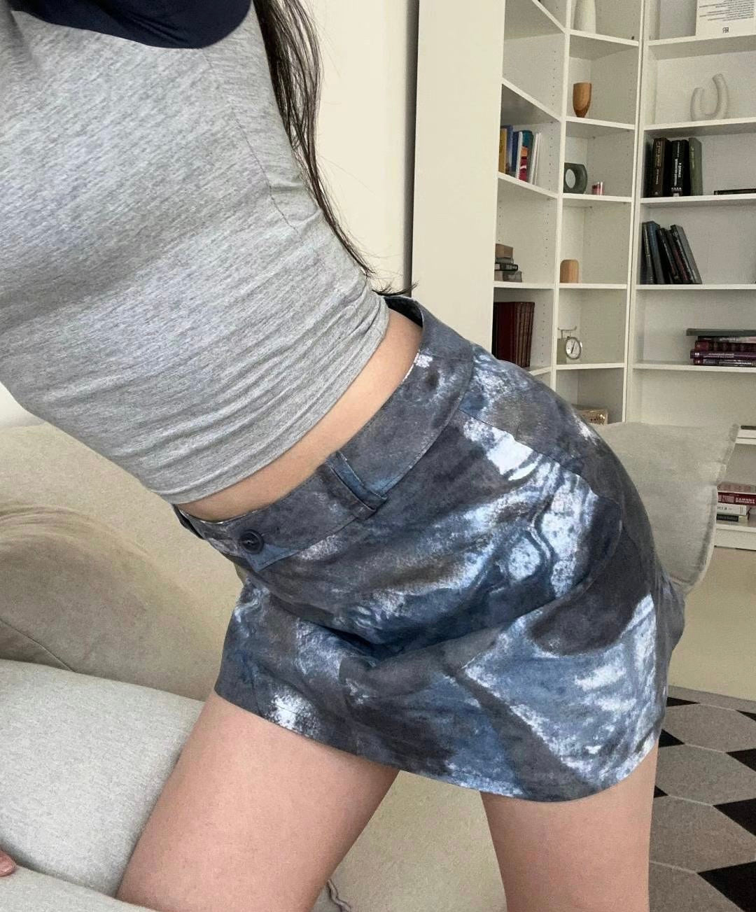型格水彩扎染短裙子🩶